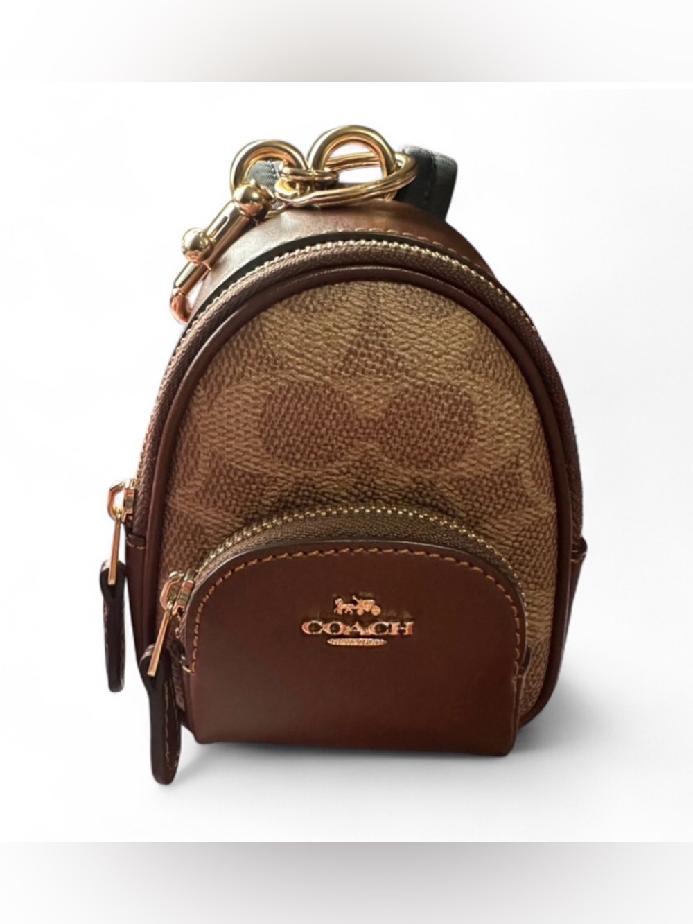 Coach Brown Leather Trim Crossbody Accent with Gold Hardware